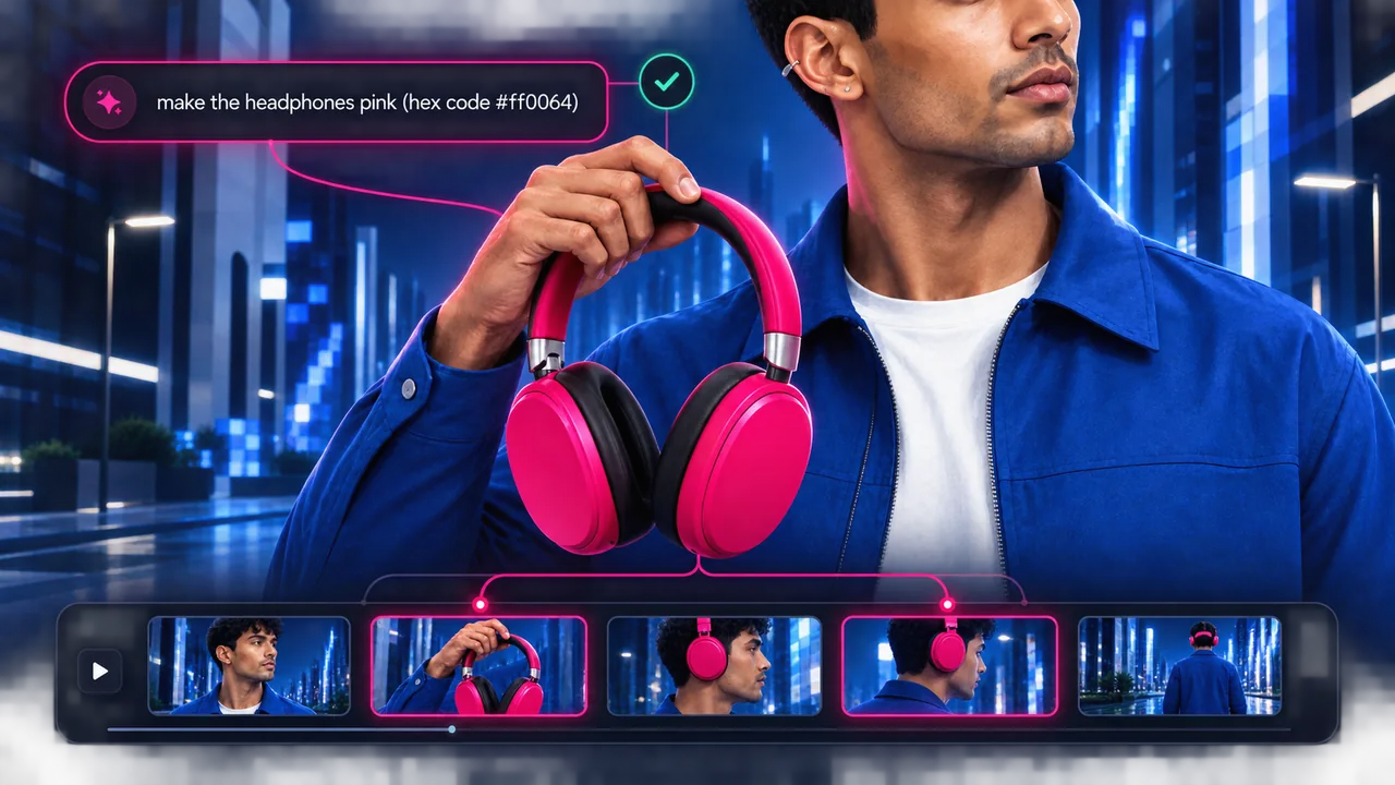A request to change headphones to pink connected to updated shots of the same character and product
