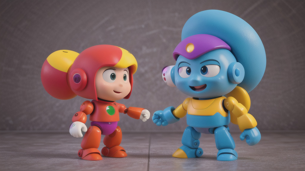 Cute robot characters Stable DIffusion in After Effects